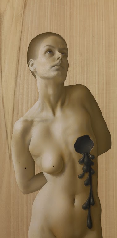 Kle Mens, Św. Agata z obciętą piersią, olej na desce, 54x27 cm, 2015